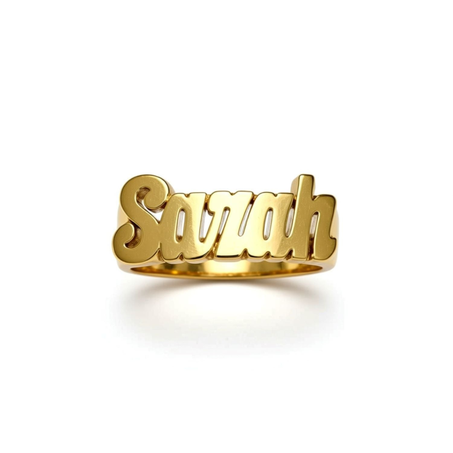 Half Round Band Script Name Ring - 8mm