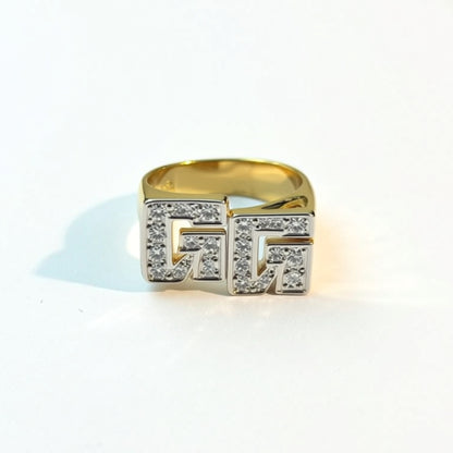 gold diamond initial ring