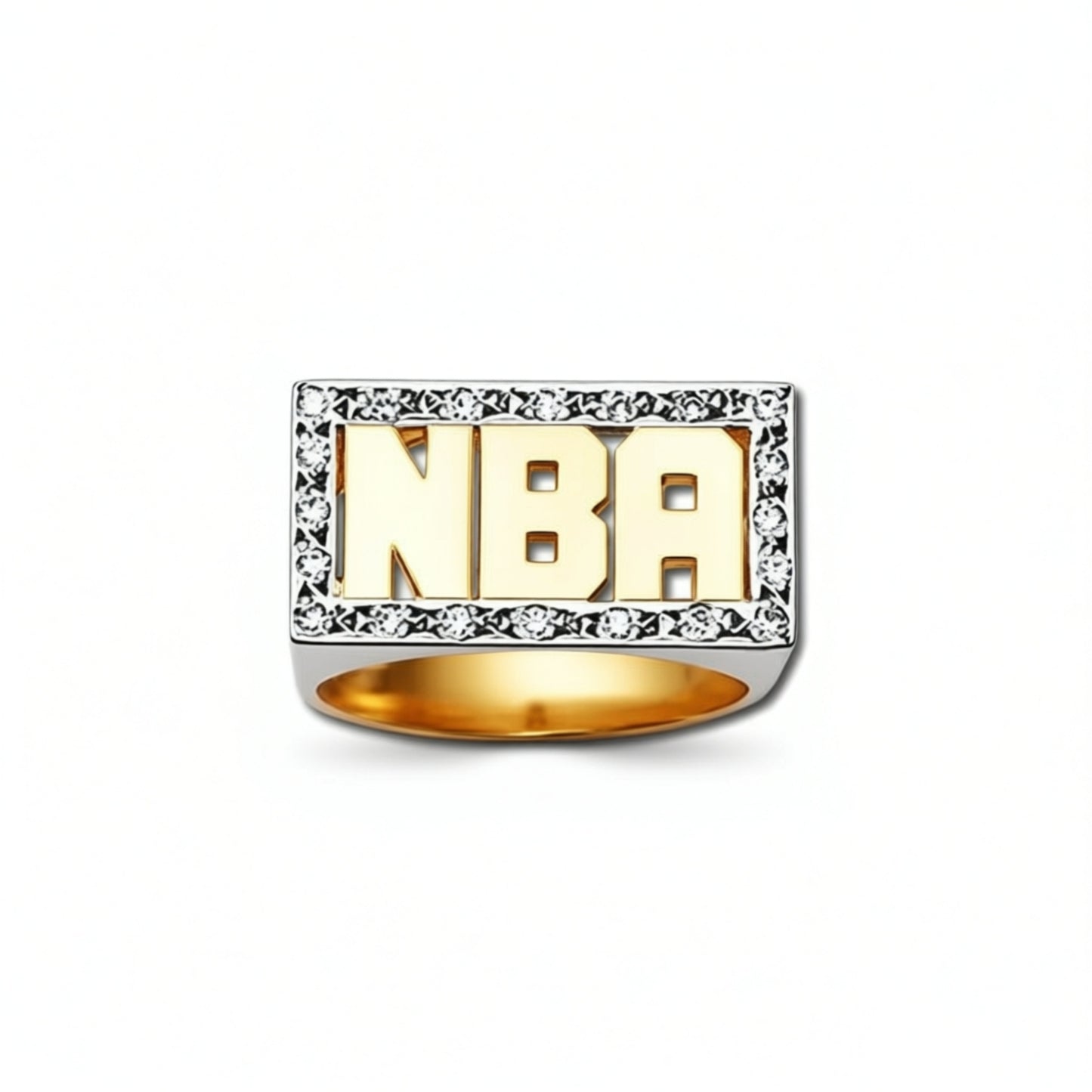 Personalized Diamond Rimmed Initial Ring IR203