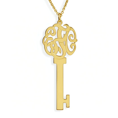 Gold Vermeil Monogram Skeleton Key Necklace