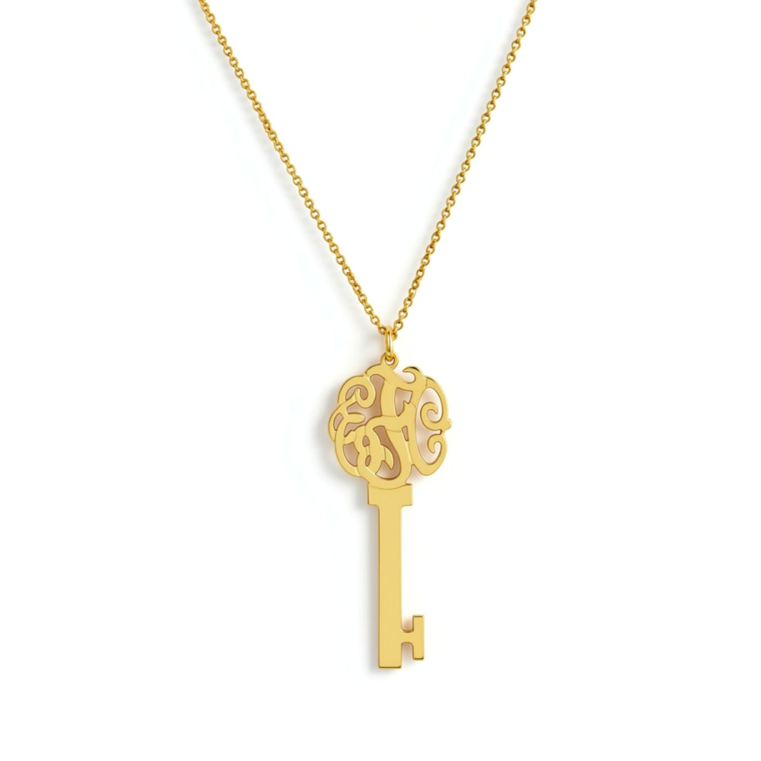 Gold Vermeil Monogram Skeleton Key Necklace 3