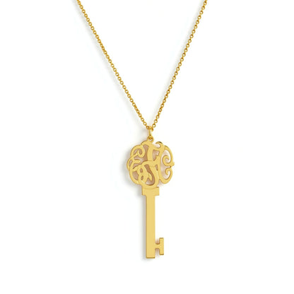 Gold Vermeil Monogram Skeleton Key Necklace 3