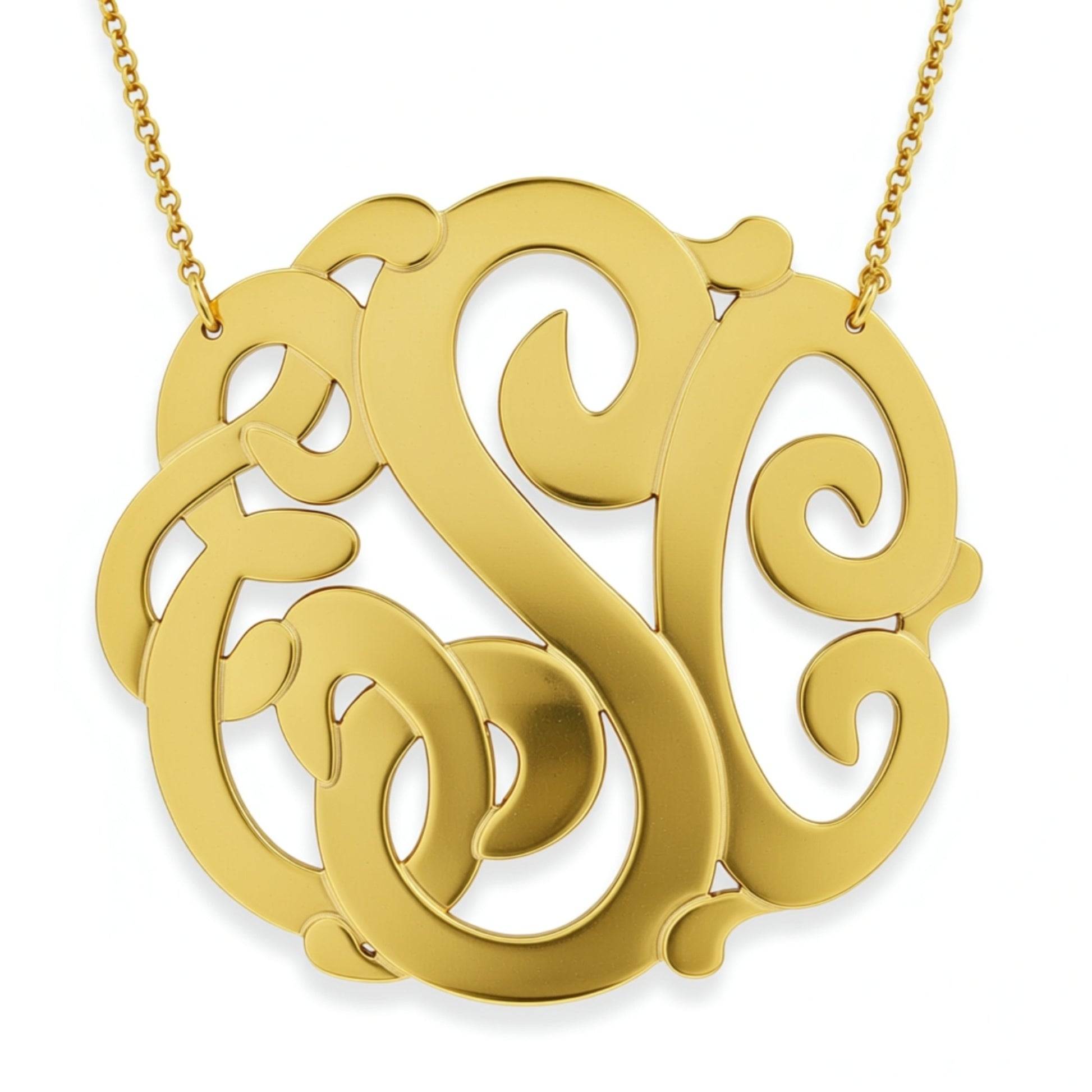 Gold Monogram Necklace-2 Inch-Purple Mermaid Designs Apparel & Accessories > Jewelry > Necklaces 2