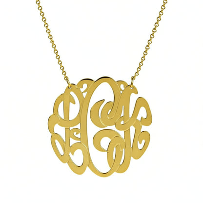 Gold Monogram Necklace-2 Inch-Purple Mermaid Designs Apparel & Accessories > Jewelry > Necklaces 3