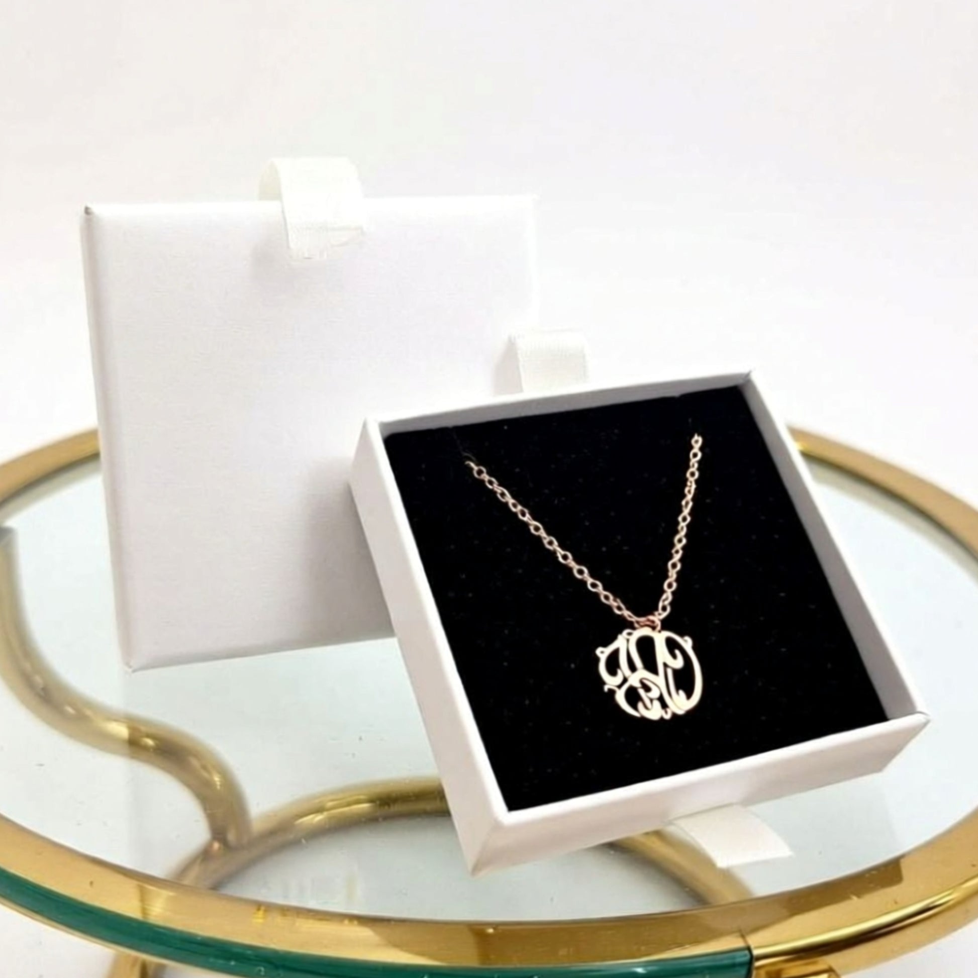 rose gold vermeil mini monogram necklace - 3/4 inch