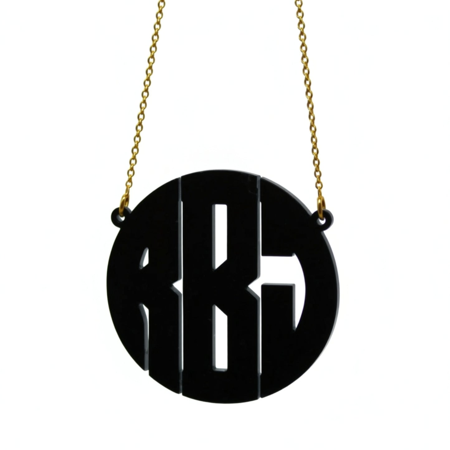 acrylic block monogram necklace black
