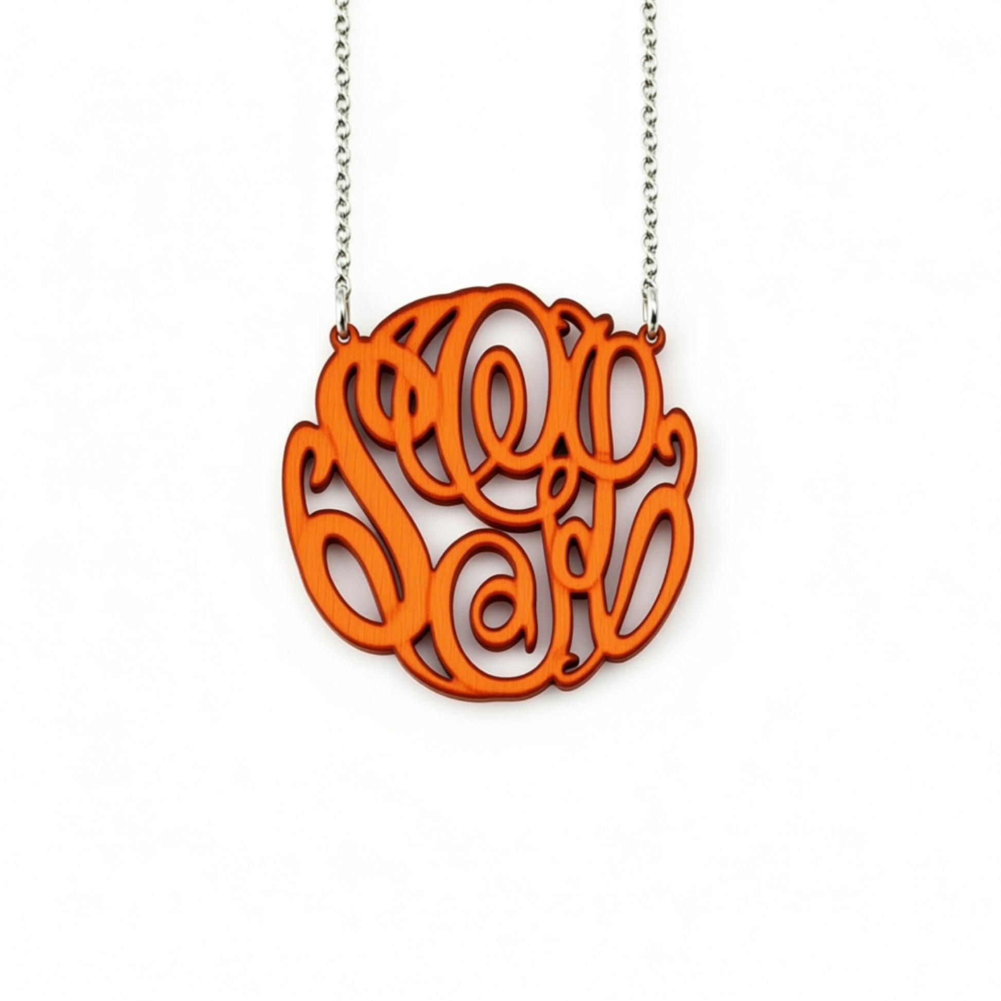 Acrylic Big Slim Monogram Necklace orange