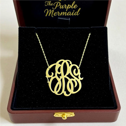Gold Monogram Necklace   1.5 Inch Medium Gold Filled 6