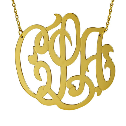 Large Gold Freeform Monogram Necklace