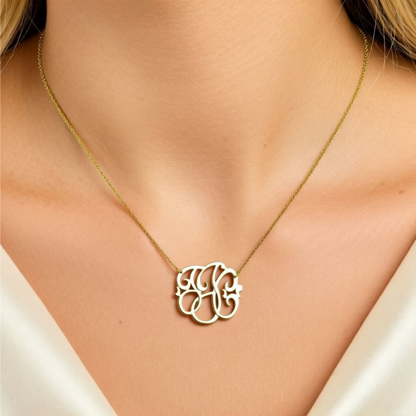 Small Gold Freeform Monogram Necklace