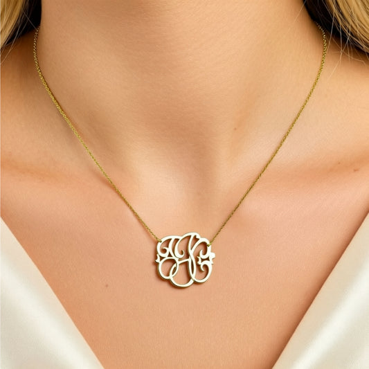 Small Gold Freeform Monogram Necklace