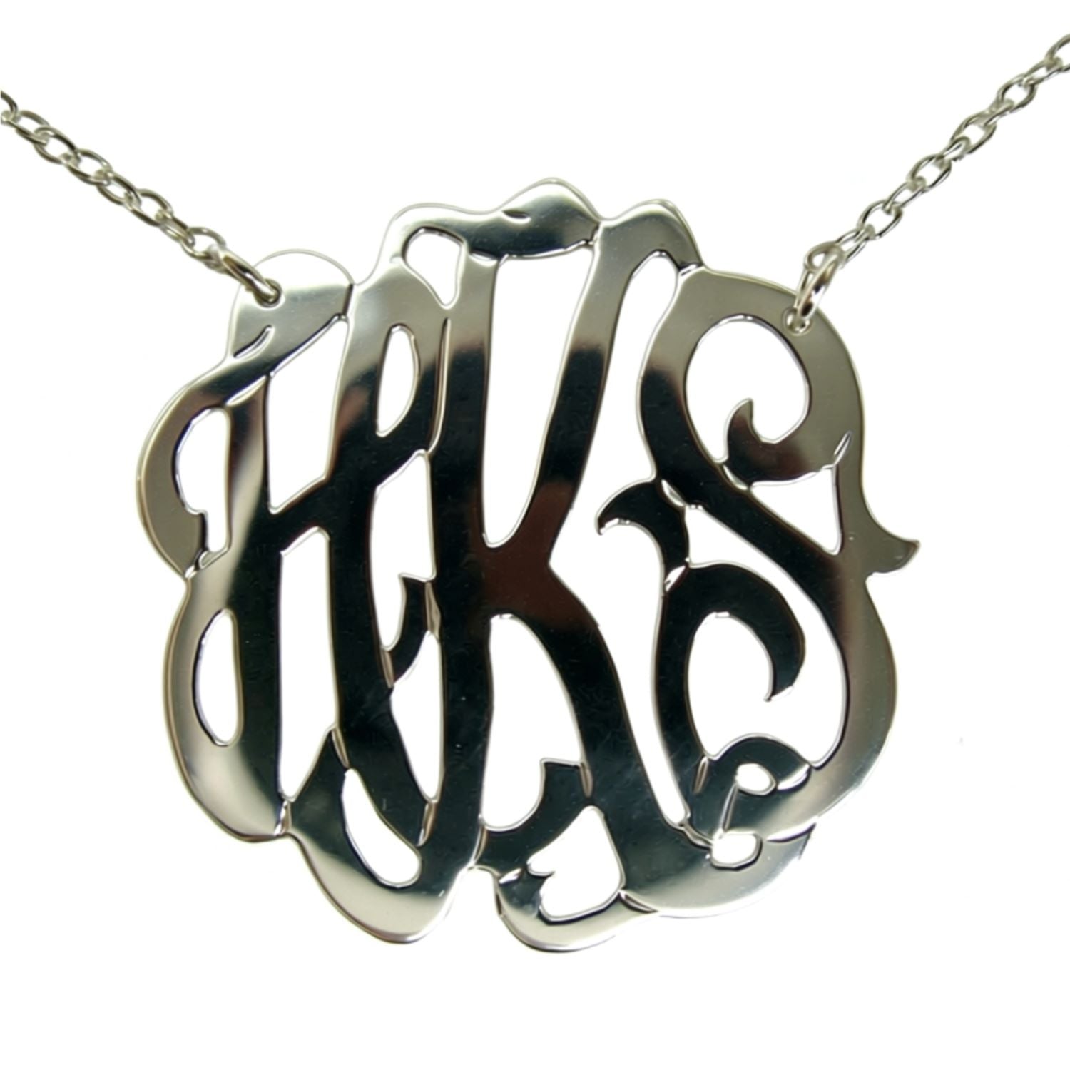 Medium Sterling Silver Freeform Monogram Necklace