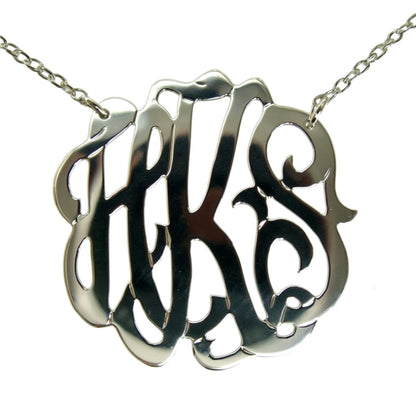 Medium Sterling Silver Freeform Monogram Necklace