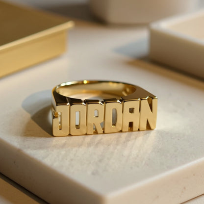 Mini Block Name Ring 2