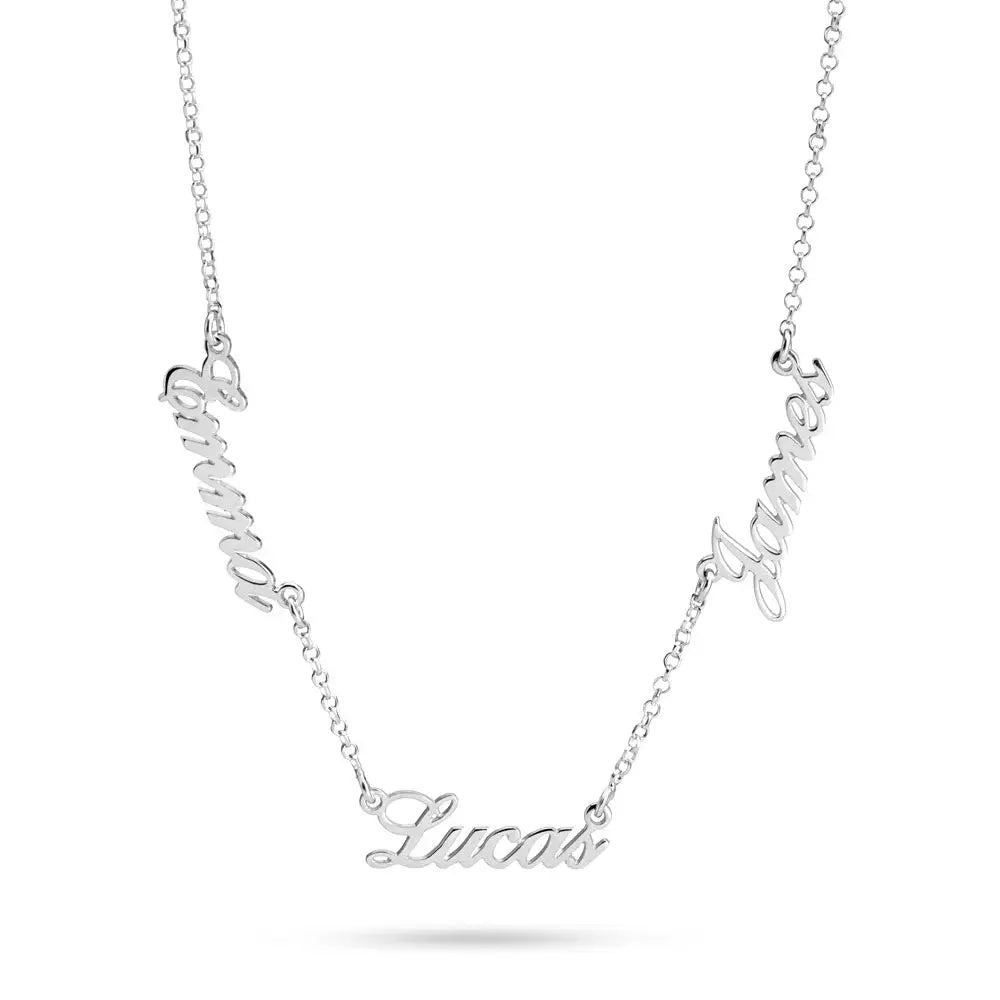 Multiple Script Name Necklace sterling silver