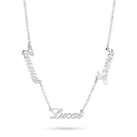 Multiple Script Name Necklace sterling silver