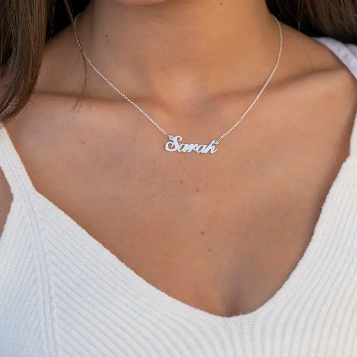 Small Sterling Silver Nameplate Necklace 2