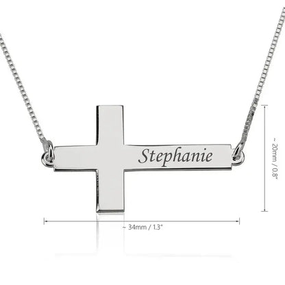 Personalized Sideways Cross Necklace 3