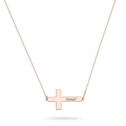 Personalized Sideways Cross Necklace