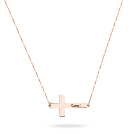 Personalized Sideways Cross Necklace