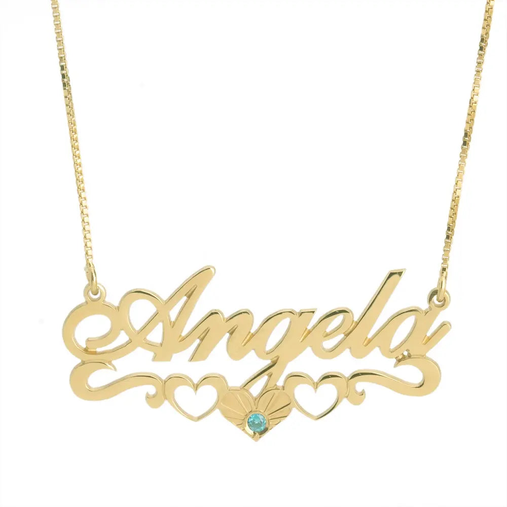 name necklace with birthstone