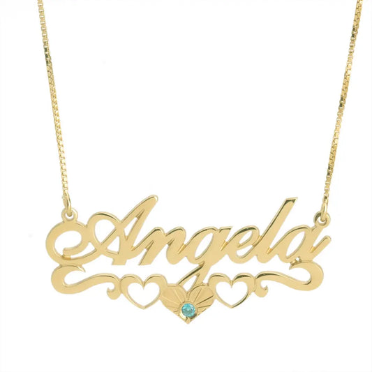 name necklace with birthstone