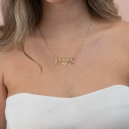 14K Solid Gold Name Necklace with Heart 3