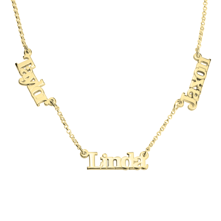 Roman Block Multiple Nameplate Necklace