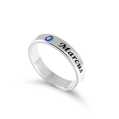 Engraved Name Stackable Birthstone Ring 2