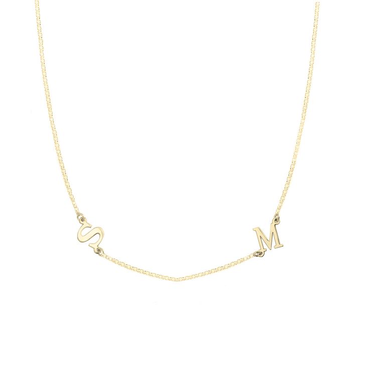 Roman Block Sideways Initial Necklace - Up To 4 Letters 4