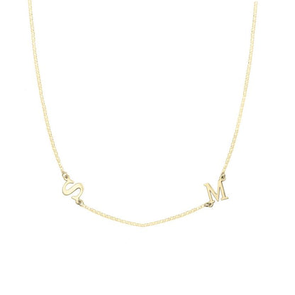 Roman Block Sideways Initial Necklace - Up To 4 Letters 4