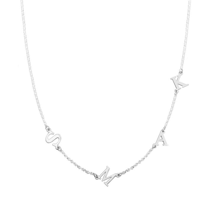 Roman Block Sideways Initial Necklace - Up To 4 Letters