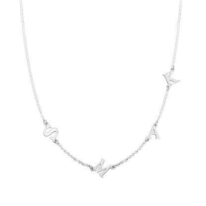 Roman Block Sideways Initial Necklace - Up To 4 Letters