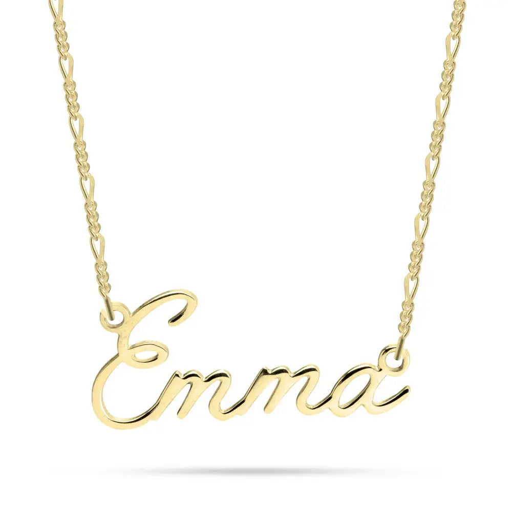 Sterling Silver Calligraphy Name Necklace on Figaro Chain 2
