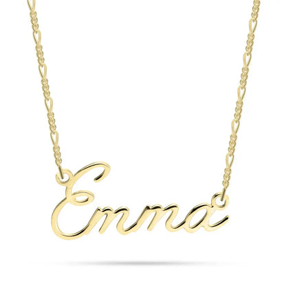 Sterling Silver Calligraphy Name Necklace on Figaro Chain 2