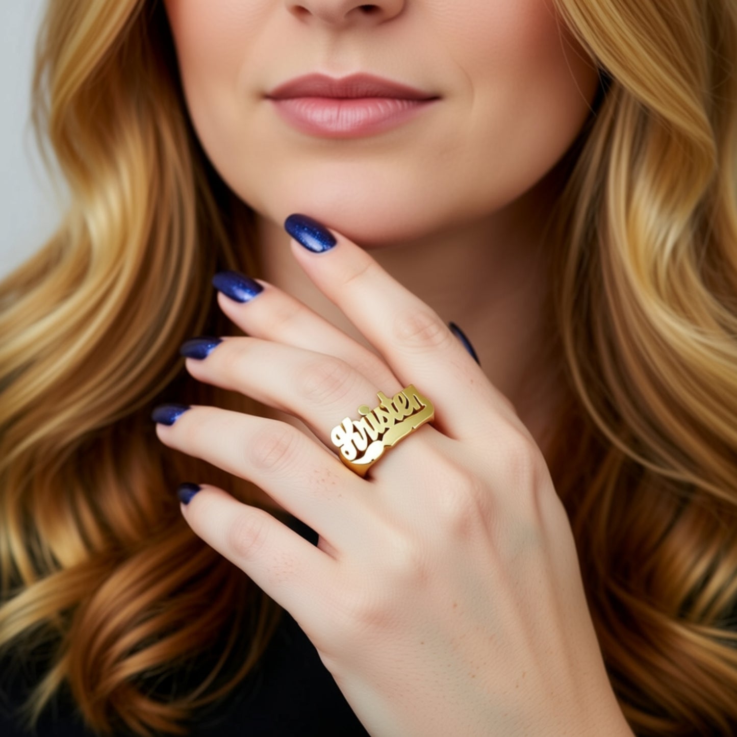 14K Gold Name Ring with Tail - R130