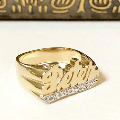 name ring with diaomnds 10