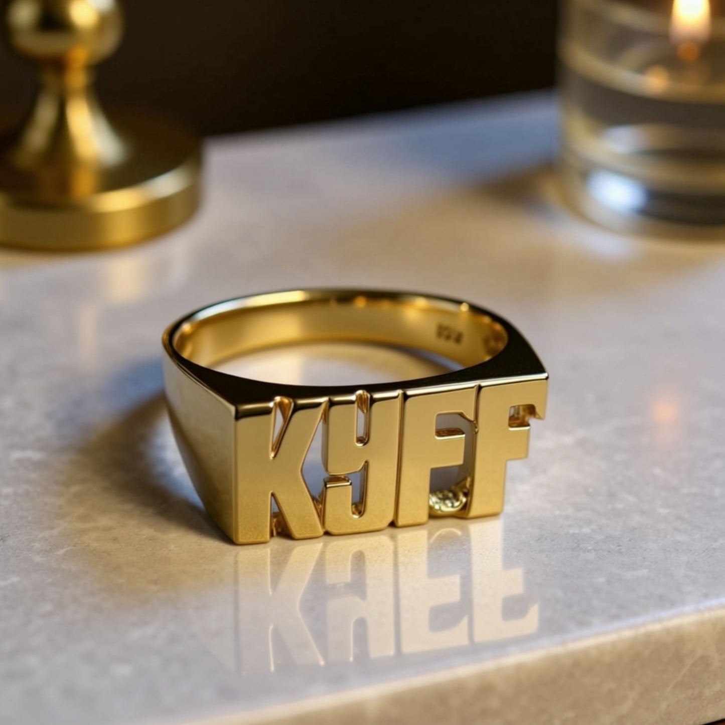 Medium Block Name Ring 11