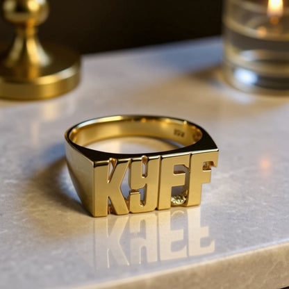 Medium Block Name Ring 11
