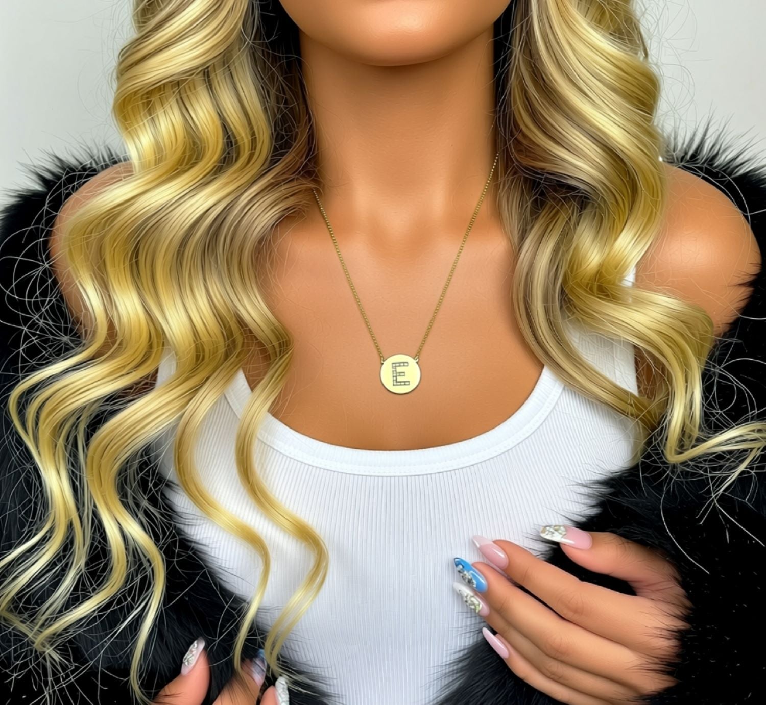 Gold Disc CZ Initial Necklace