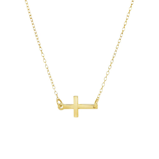 Gold Horizontal Cross Necklace