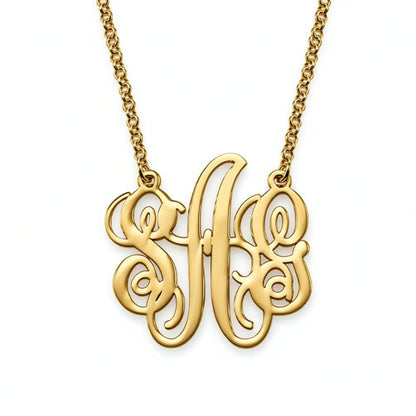Small Fancy Script Monogram Necklace