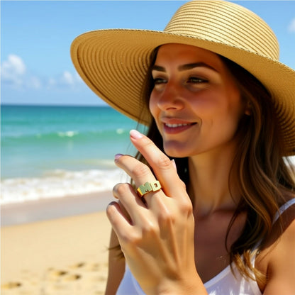 Personalized 14K Gold Stacked Initial Monogram Ring 5