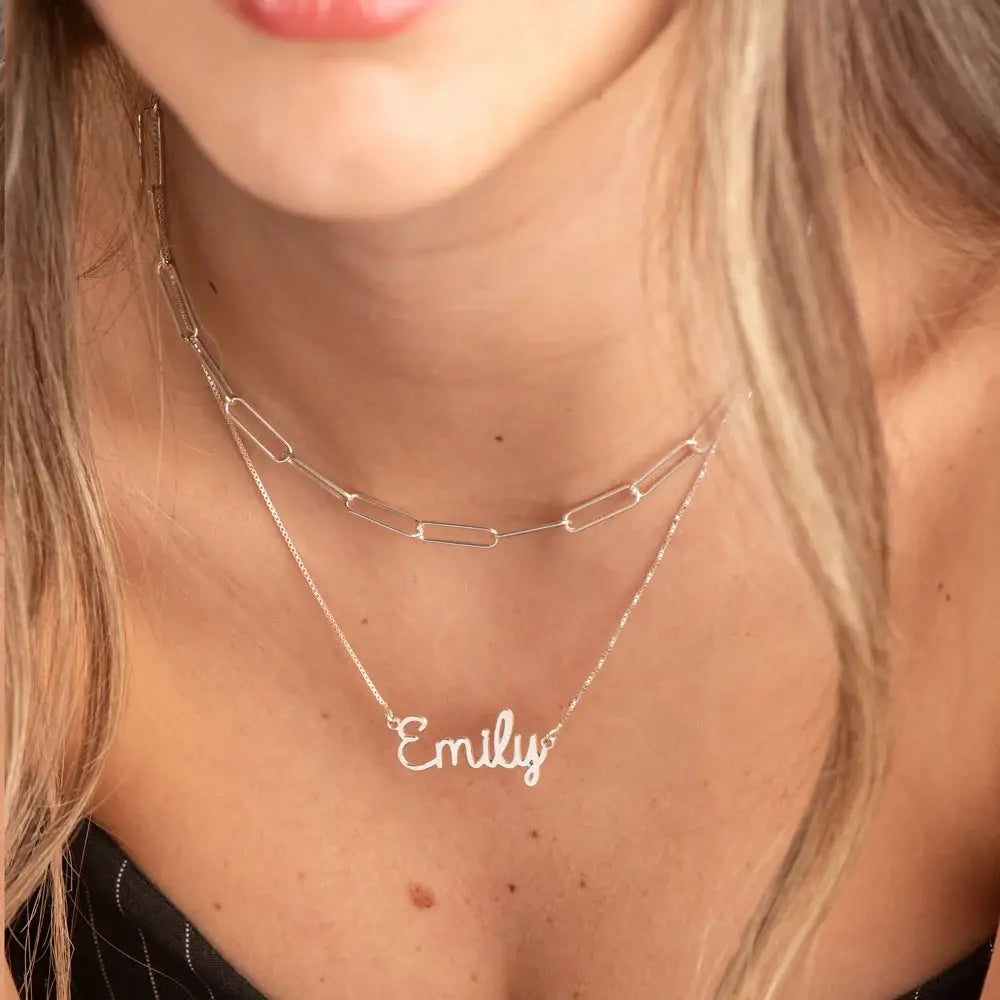 Sterling Silver Script Nameplate Necklace 4
