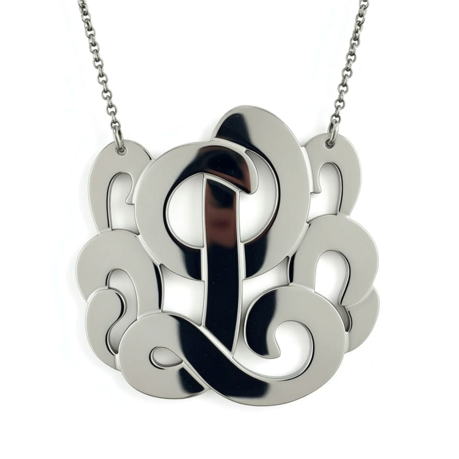 Swirly Initial Necklace - Sterling Silver or Gold 3
