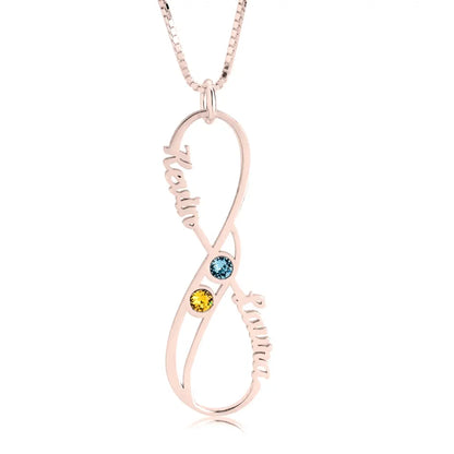 Vertical Infinity Name Necklace with Birthstones 4
