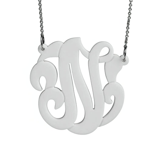 Swirly Initial Acrylic Monogram Necklace