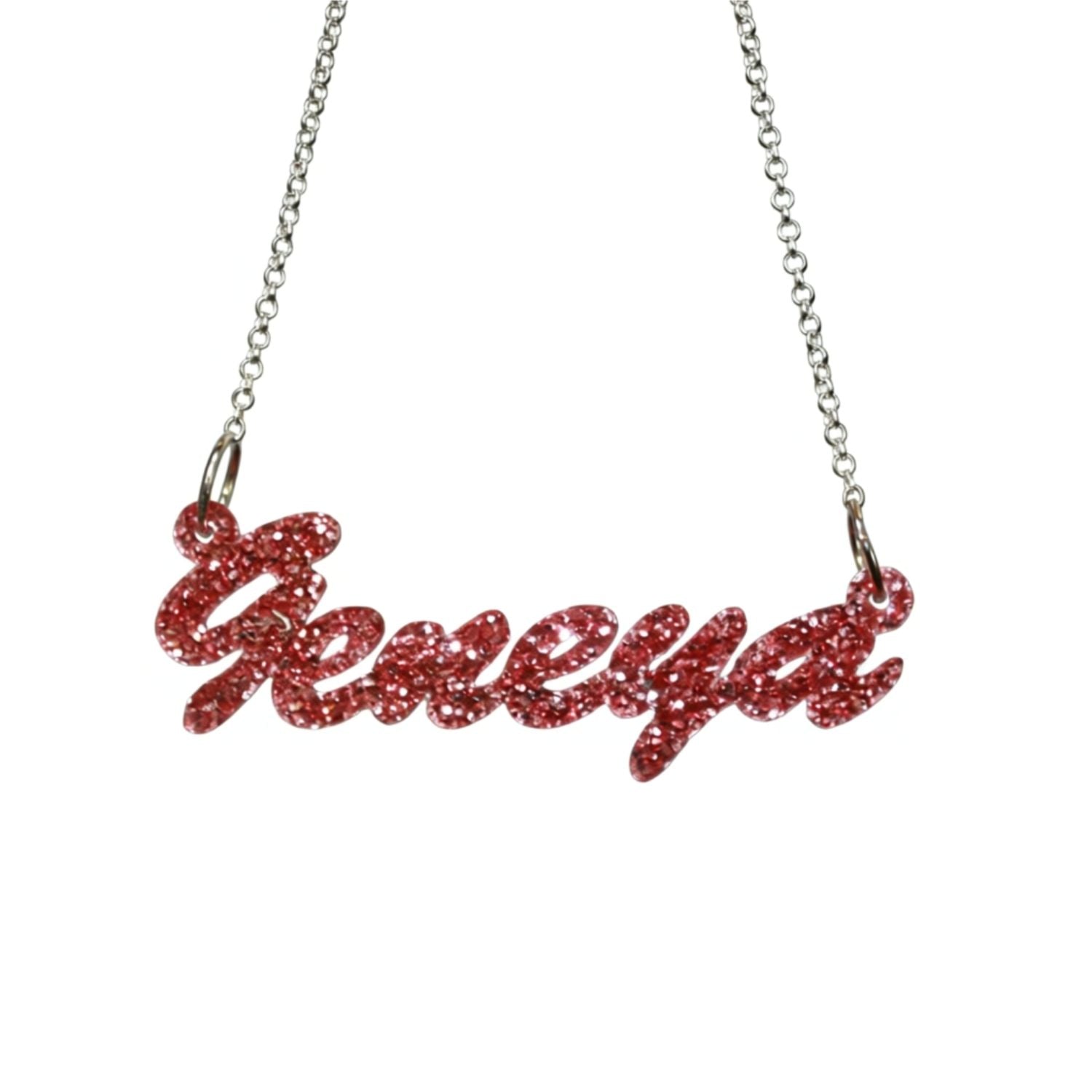 Cursive Acrylic Nameplate Necklace pink
