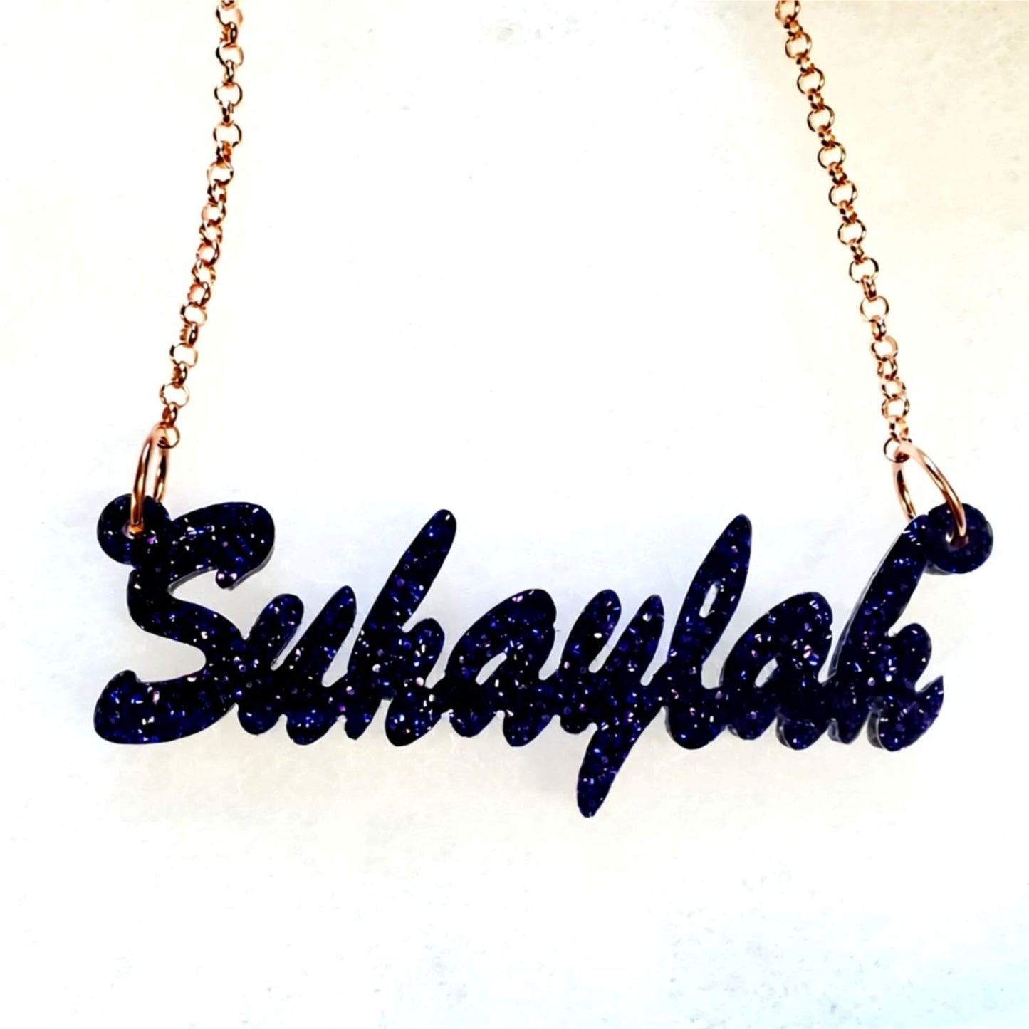 Cursive Acrylic Nameplate Necklace 22