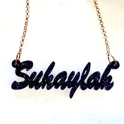 Cursive Acrylic Nameplate Necklace 22